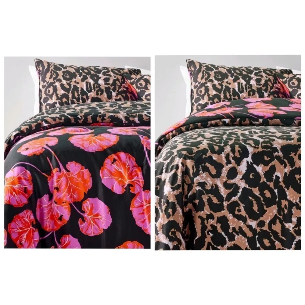 Diane von Furstenberg x‎ Target NEW Leopard & Geranium Leaf Reversible Comforter